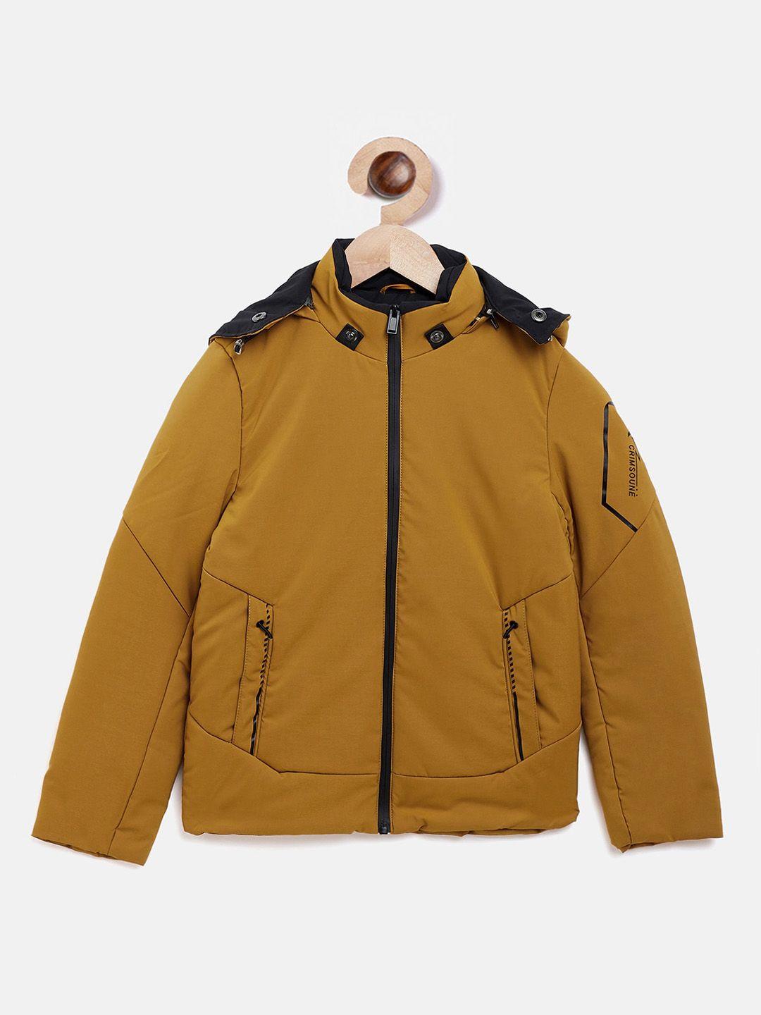 crimsoune club boys mustard detachable hooded padded jacket