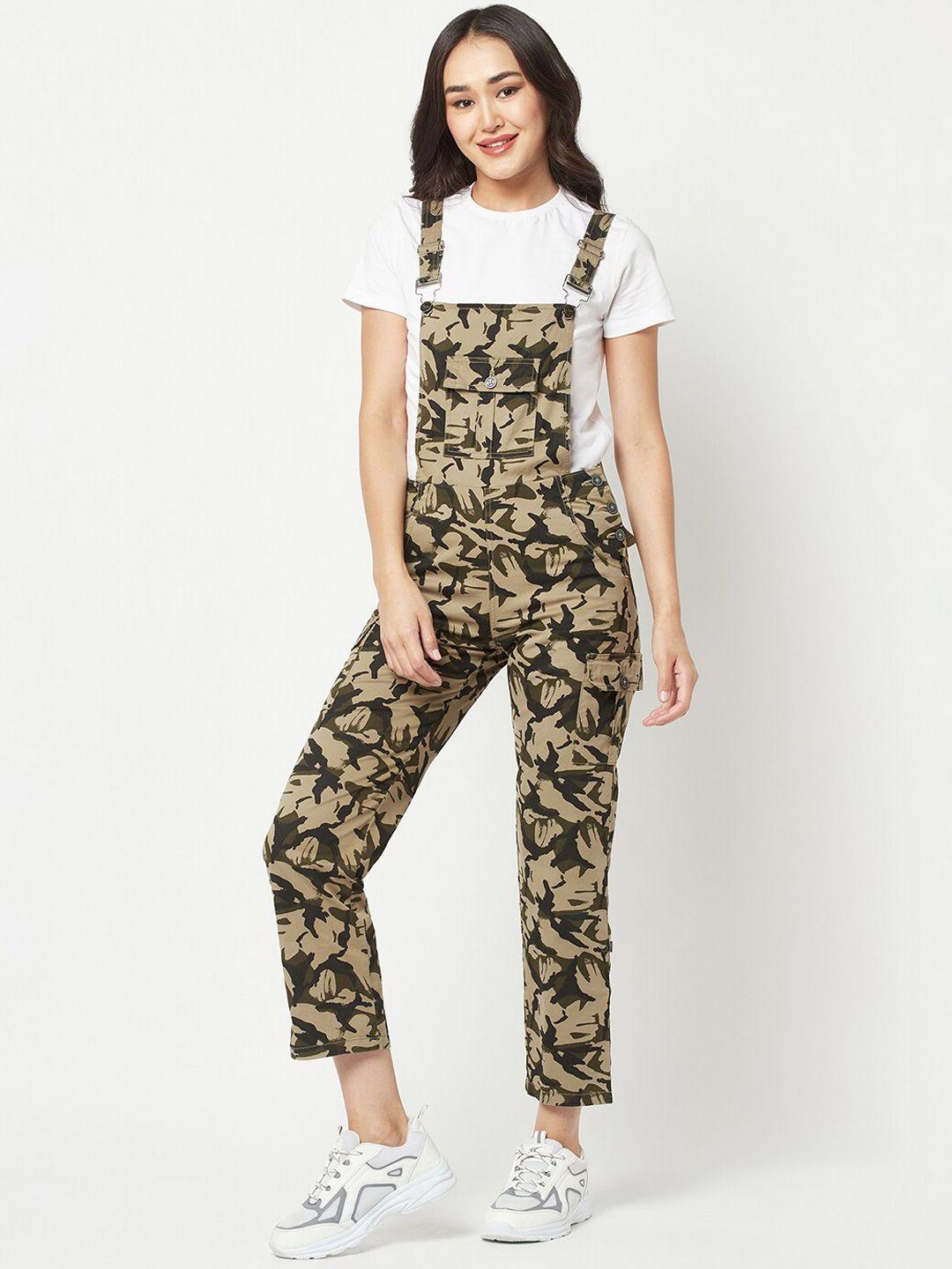 crimsoune club camouflage printed cargo style dungaree with t-shirt