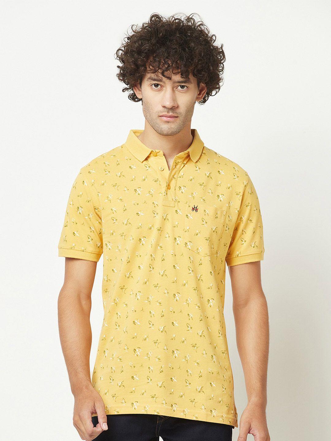 crimsoune club floral printed polo collar pure cotton t-shirt