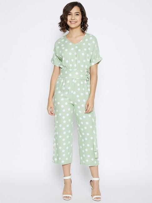 crimsoune club green & white polka dot jumpsuit