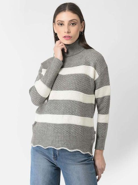 crimsoune club grey & beige striped sweater