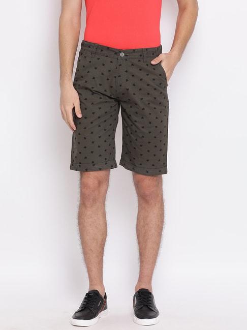 crimsoune club grey cotton slim fit printed shorts