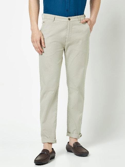 crimsoune club grey slim fit printed flat front trousers