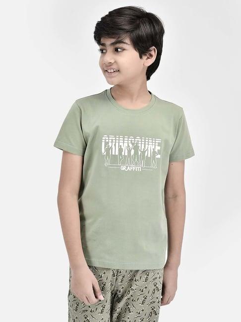 crimsoune club kids green printed t-shirt