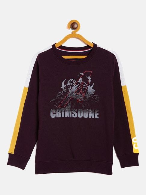 crimsoune club kids maroon printed sweatshirt