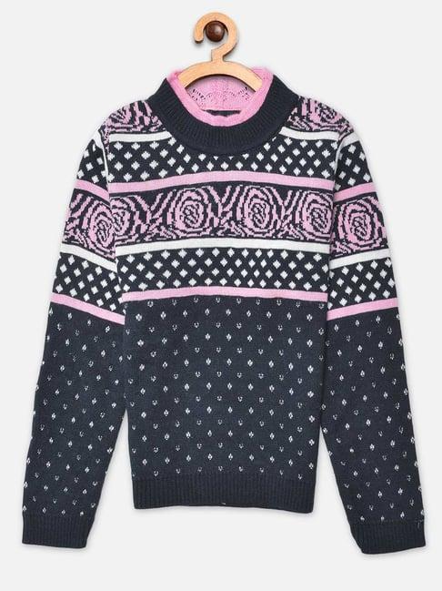 crimsoune-club-kids-navy-&-pink-printed-sweaters