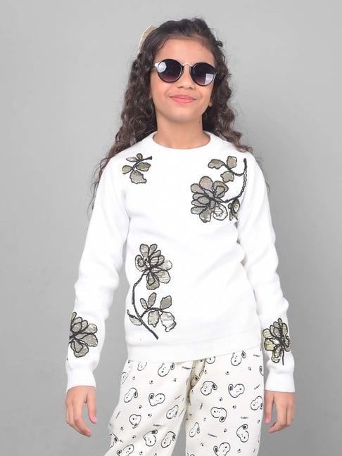 crimsoune club kids off-white floral print full sleeves sweater