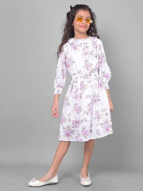 crimsoune club kids white & purple floral print dress