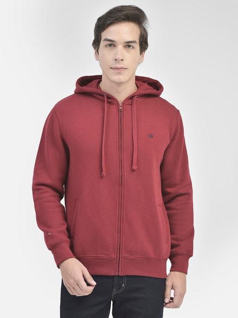 crimsoune club maroon slim fit hooded sweatshirt