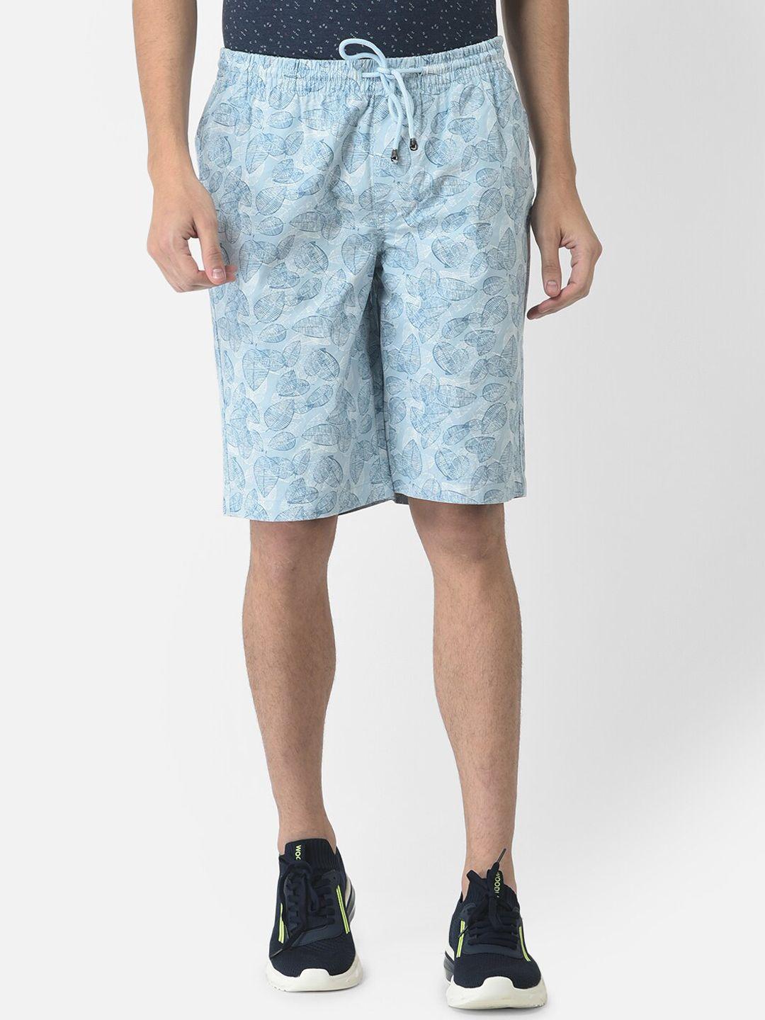 crimsoune club men blue printed regular fit cotton shorts