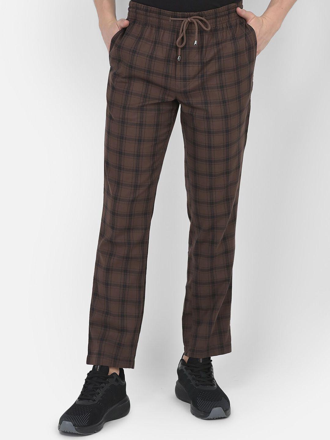 crimsoune club men mid-rise checked relaxed-fit pure-cotton lounge pant