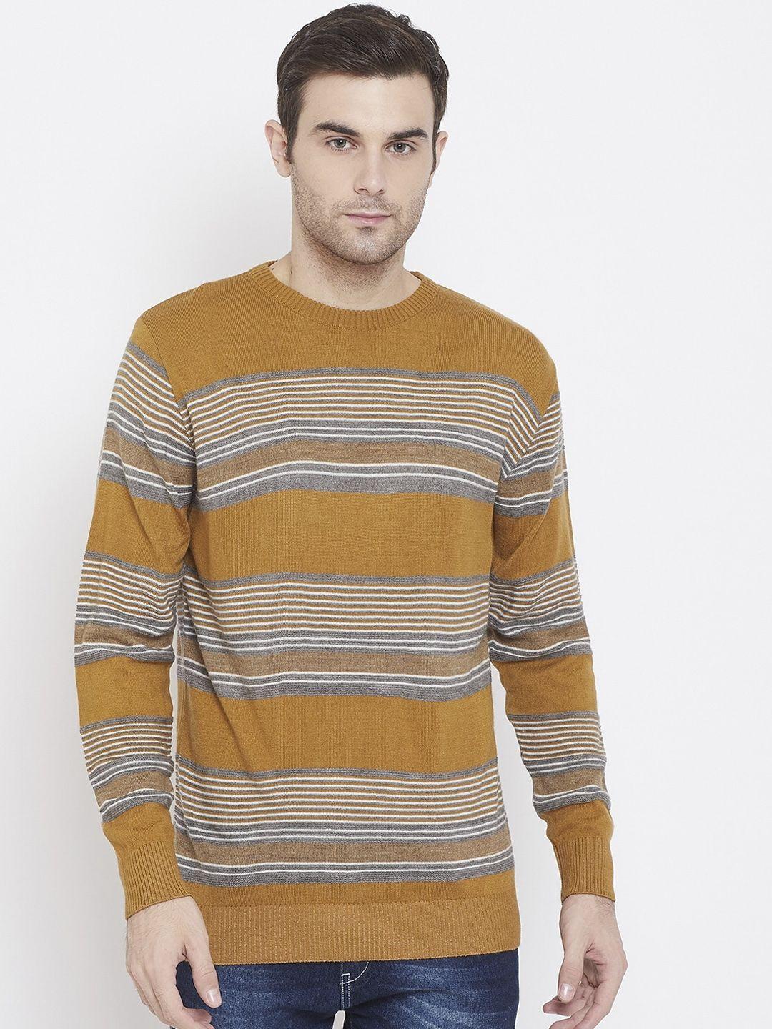 crimsoune club men mustard striped pullover sweater