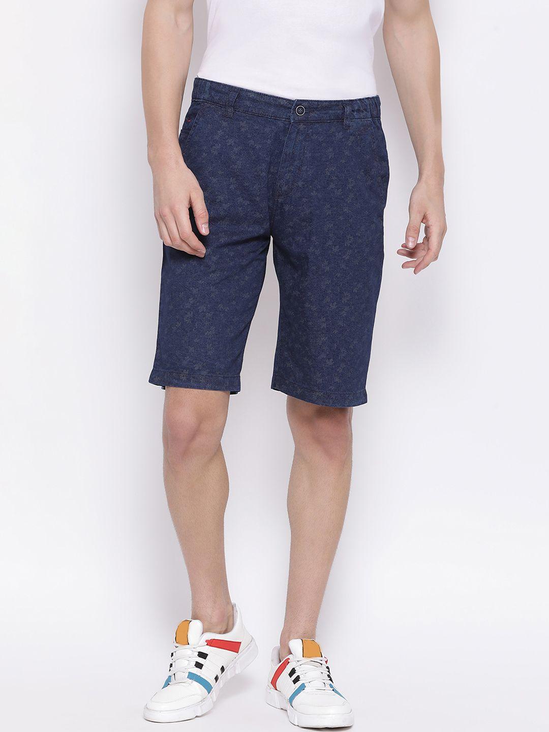 crimsoune-club-men-navy-blue-floral-printed-slim-fit-regular-shorts
