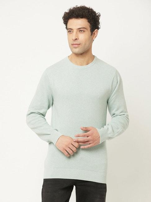 crimsoune club mint green regular fit self design cotton sweater
