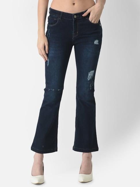 crimsoune club navy distressed relaxed fit mid rise jeans