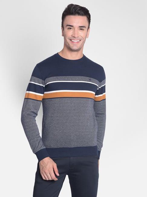crimsoune club navy regular fit striped sweatshirt