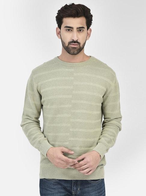 crimsoune club olive regular fit self design cotton sweater