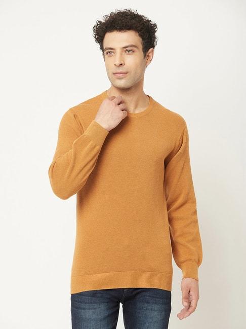 crimsoune club orange regular fit self design cotton sweater