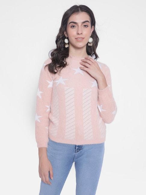 crimsoune club peach textured sweater