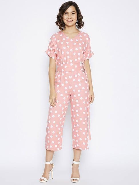 crimsoune club pink & white polka dot jumpsuit