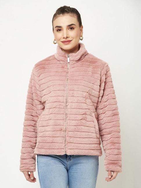 crimsoune club pink regular fit fur jacket