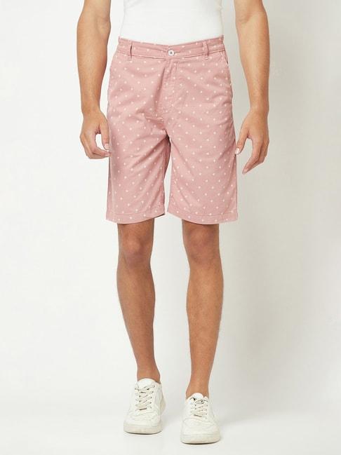 crimsoune-club-pink-regular-fit-printed-cotton-chino-shorts