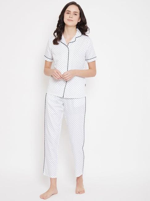crimsoune club white printed shirt with pyjamas