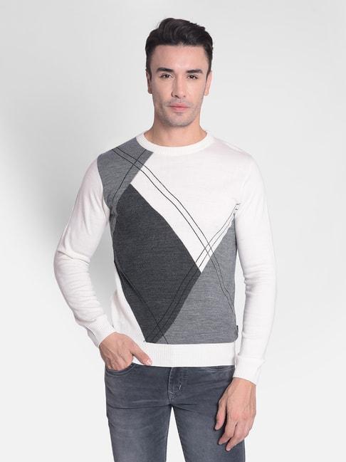 crimsoune club white regular fit printed sweater