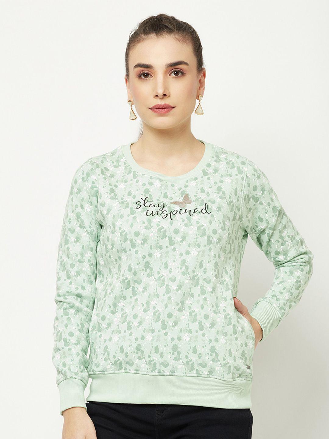 crimsoune club women green printed sweatshirt