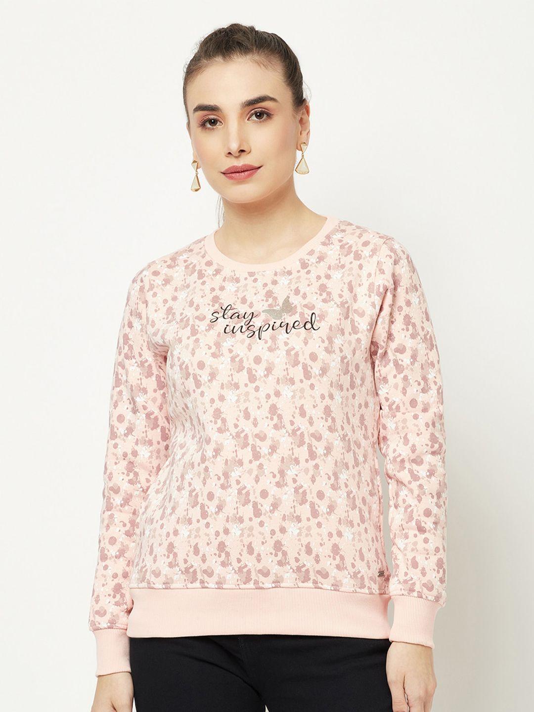 crimsoune club women pink printed sweatshirt