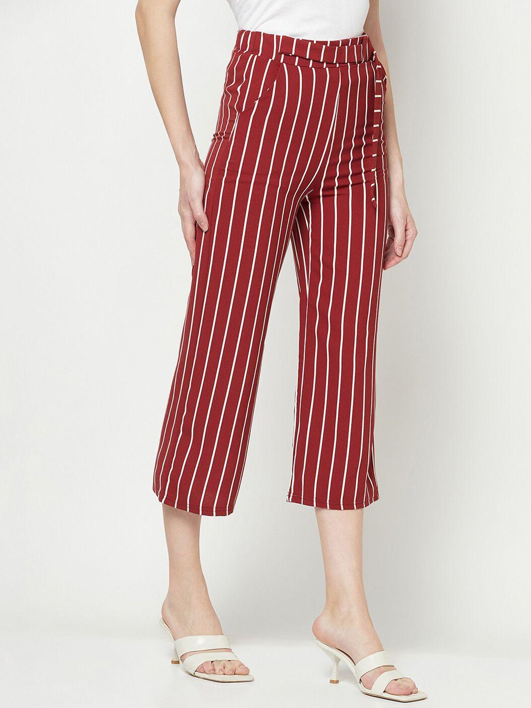 crimsoune club women striped relaxed loose fit culottes trousers