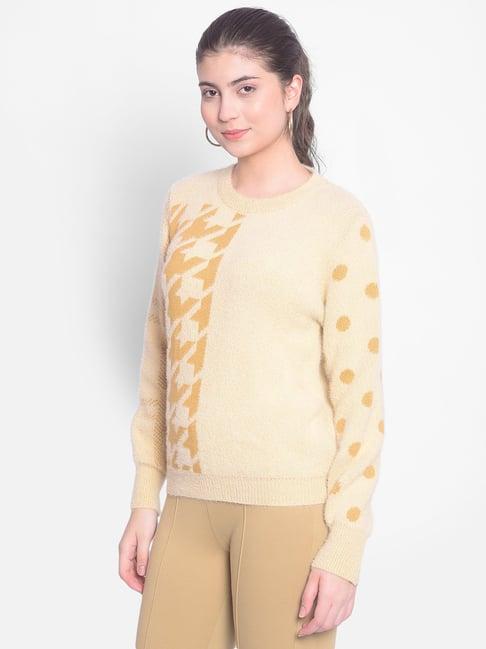 crimsoune club yellow self design sweater