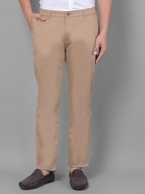 crimsoune club beige cotton slim fit trousers