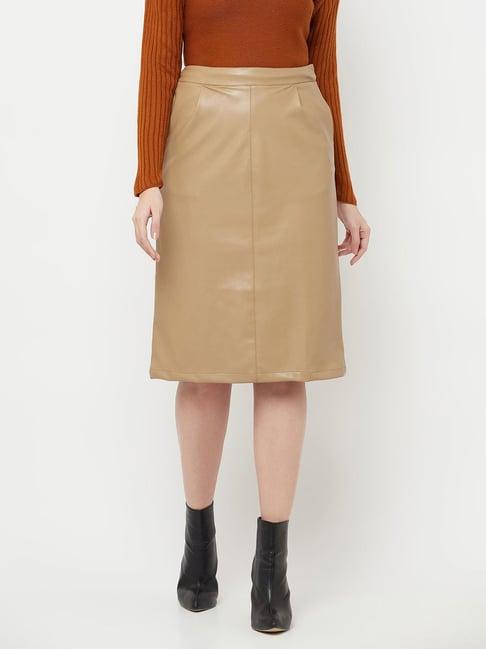 crimsoune club beige knee length skirt