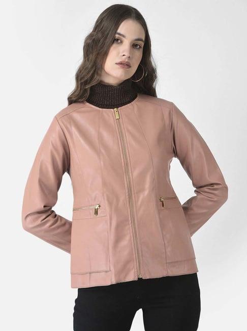 crimsoune club beige leather jacket