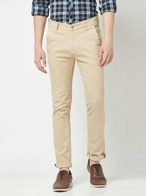 crimsoune club beige regular fit flat front trousers