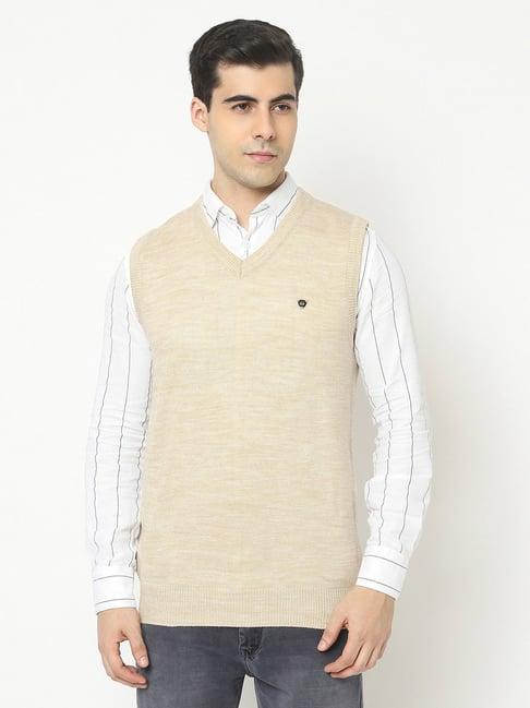 crimsoune club beige regular fit v neck sweater