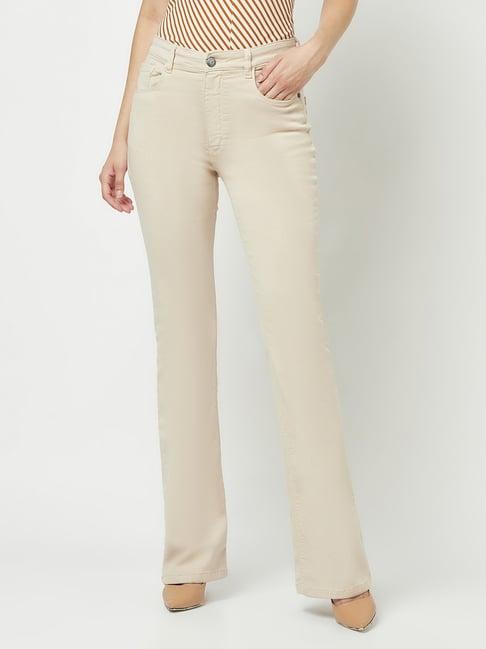 crimsoune club beige relaxed fit bootcut jeans