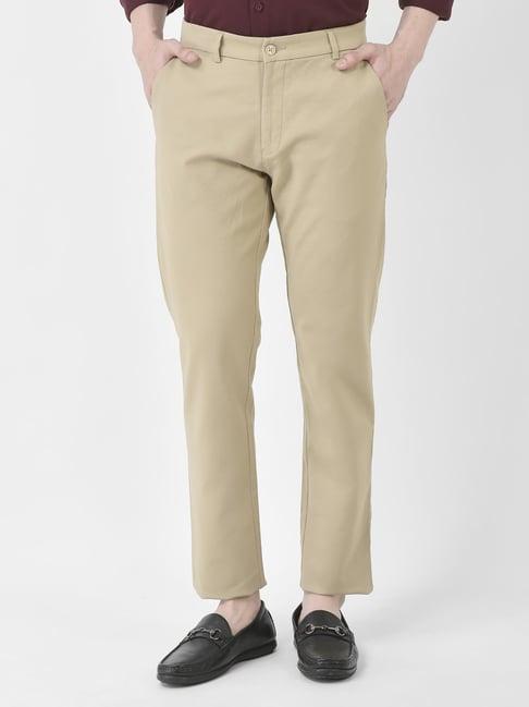 crimsoune club beige slim fit flat front trousers