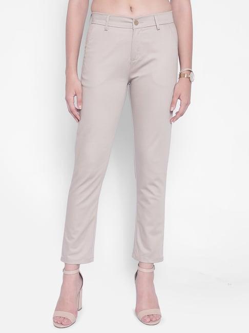 crimsoune club beige slim fit mid rise trousers