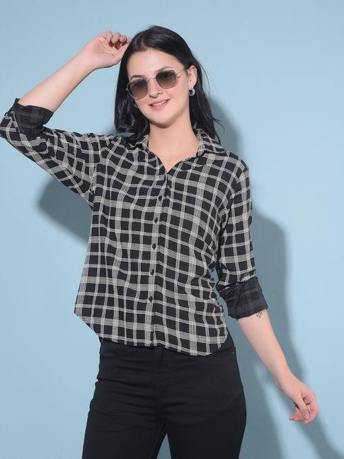 crimsoune club black & white checks shirt