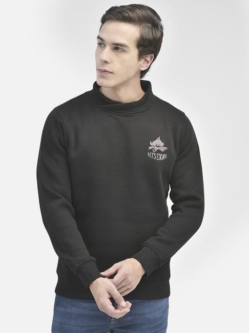 crimsoune club black regular fit printed sweatshirt