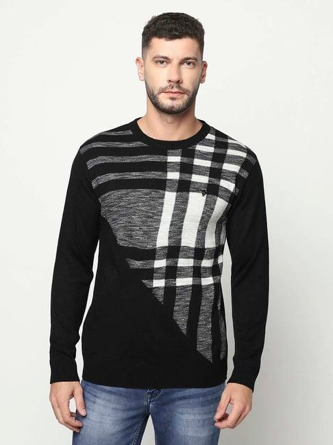 crimsoune club black regular fit self design sweater