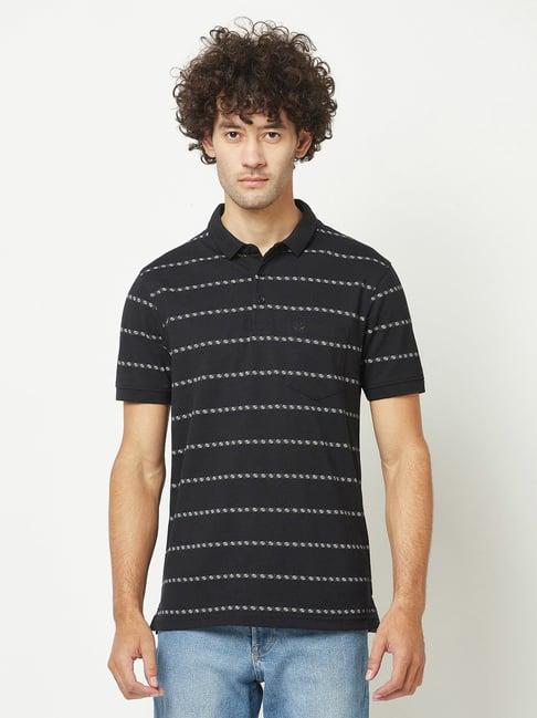 crimsoune club black regular fit striped polo t-shirt