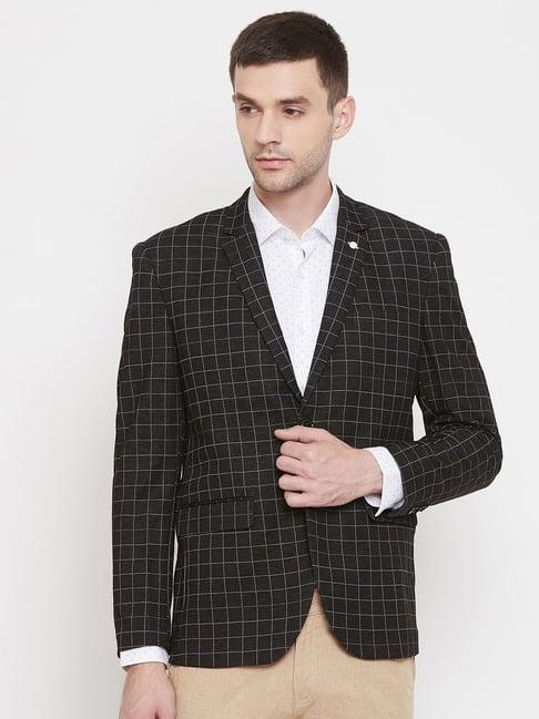 crimsoune club black slim fit checks blazer