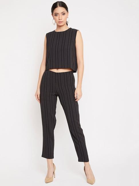 crimsoune club black striped crop top with pants