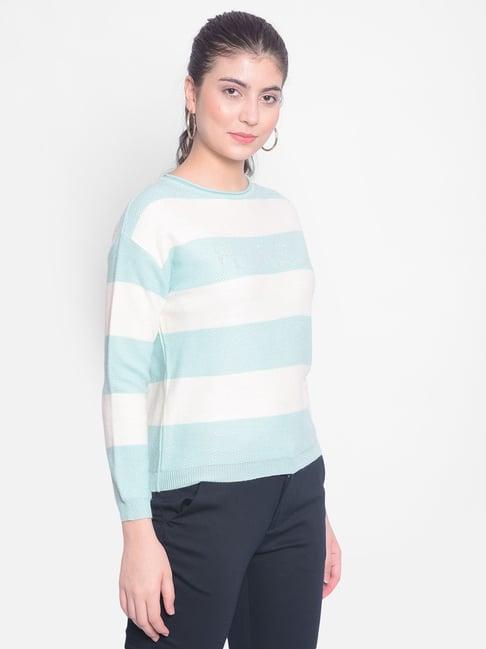 crimsoune club blue & white embellished sweater