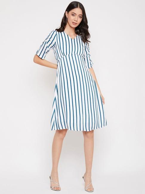 crimsoune club blue & white striped dress
