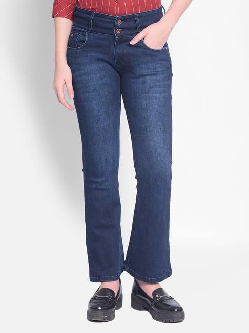 crimsoune club blue blended flared fit mid rise bootcut jeans