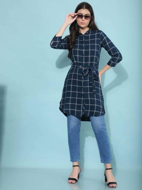 crimsoune club blue chequered shirt